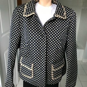WOMEN"S DARK BLUE POLKA DOT JACKET By BASLER Size 44”
